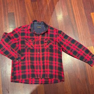 Woodland Vintage Red and Black Casual Button Down Flannel